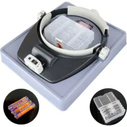 MG81001 RD 5 LED COLD AND WARM LIGHT SOURCE HEAD MOUNTED-0-ذره بین کلاهی چراغ دار مدل MG81001(RD) همراه با 6 عدد لنز