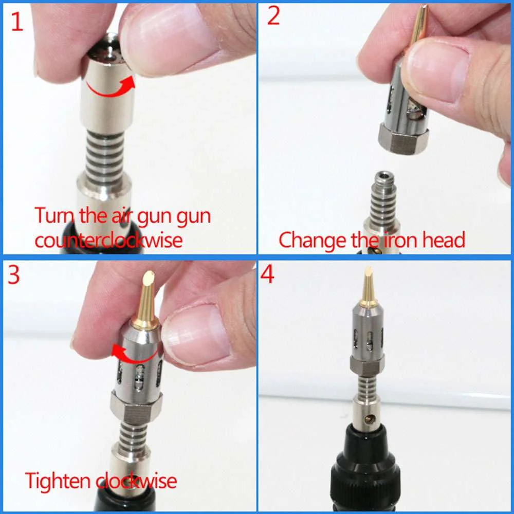 Mini Cordless Torch Soldering Iron Professional Pen Type Burner Butane 8ml Electric Blow Gun Handskit Welding Gas Solder Tools-0-هویه گازی مدل HT-F01 مجموعه 5 عددی
