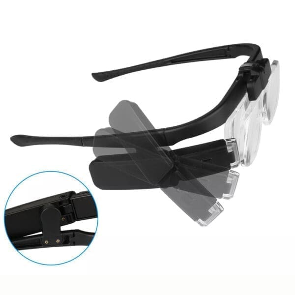 NEW NO.11642DC Led Charging Glasses-Type Maintenance Magnifying Glass 6 Kinds Of Reading Reading Newspaper Maintenance Magnifier-0-ذره بین عینکی چراغ دار مدل 11642DC به همراه 3 عدد لنز و کیف