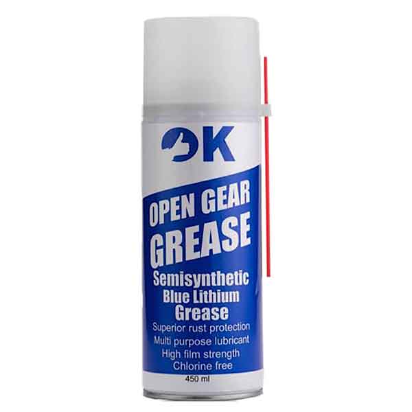 OK OPEN GEAR GREASE 450ml Blue-0-اسپری گریس نسوز آبی لیتیوم ویژه اوکی مدل OK Open Gear GREASE حجم ۴۵۰ میلی لیتر