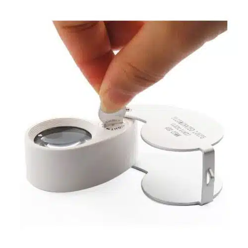 SRATE wholesale 40X25mm 2 LED Folding Jewellery Loupe Diamond Magnifier MG21011-0-ذره بین تاشو جیبی مدل MG21011