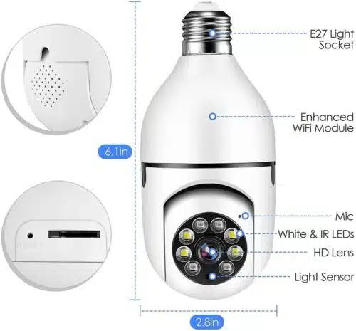 دوربین لامپی گردان مدل PTZ LAMP V380 عصرتولز
