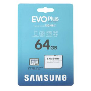 کارت حافظه microSDXC سامسونگ مدل Evo Plus A1 V10 کلاس 10 استاندارد UHS-I U1 سرعت 130MBps به همراه آداپتور SD ظرفیت 64 گیگابایت عصرتولز
