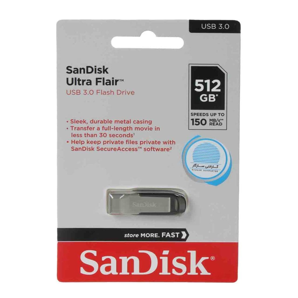فلش مموری سن دیسک مدل SanDisk Ultra Ultra Flair USB3.0 ظرفیت 512 گیگابایت