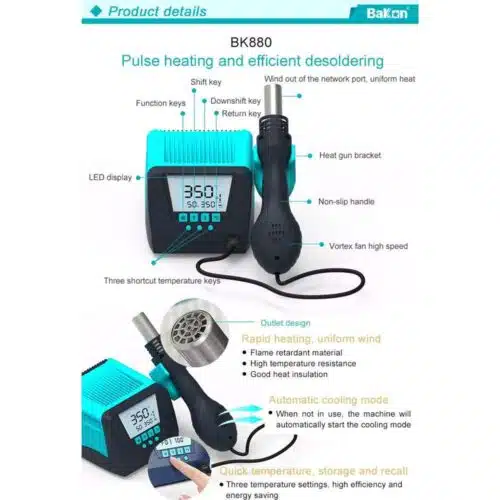 Bakon BK880 hot air gun bga desoldering station for repair cellphone -0-هیتر هواگرم باکون مدل Bakon BK880