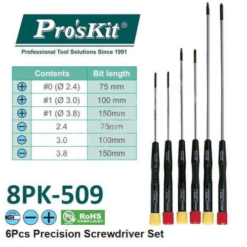 ست پیچ گوشتی بلند پروسکیت مدل Proskit 8pk-509 مجموعه 6 عددی