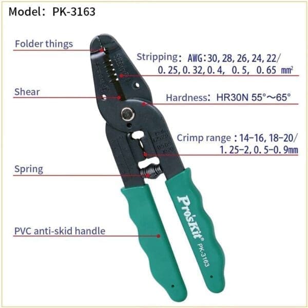 Proskit 8PK-3163 Cable Wire Stripper Cutter Crimper 7-in-1 Multifunctional Crimping Stripping pliers Electrician Tools-0-سیم لخت کن پروسکیت مدل Proskit 8PK-3163