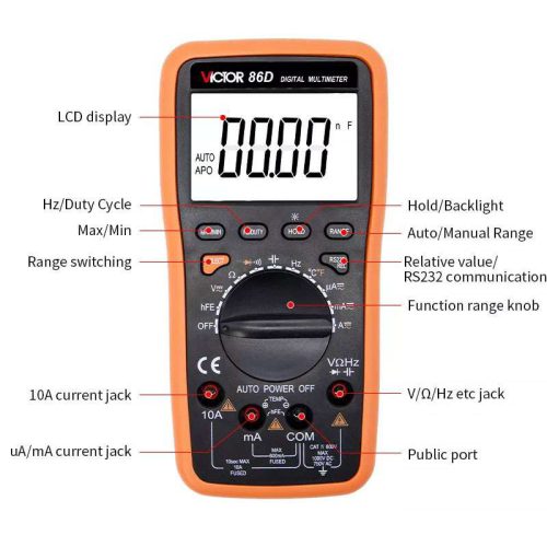 VICTOR 86D 5999 Counts High Accuracy Auto Range True RMS Pocket Digital Multimeter with USB interface Make In China-0-مولتی متر ویکتور مدل Victor VC-86D
