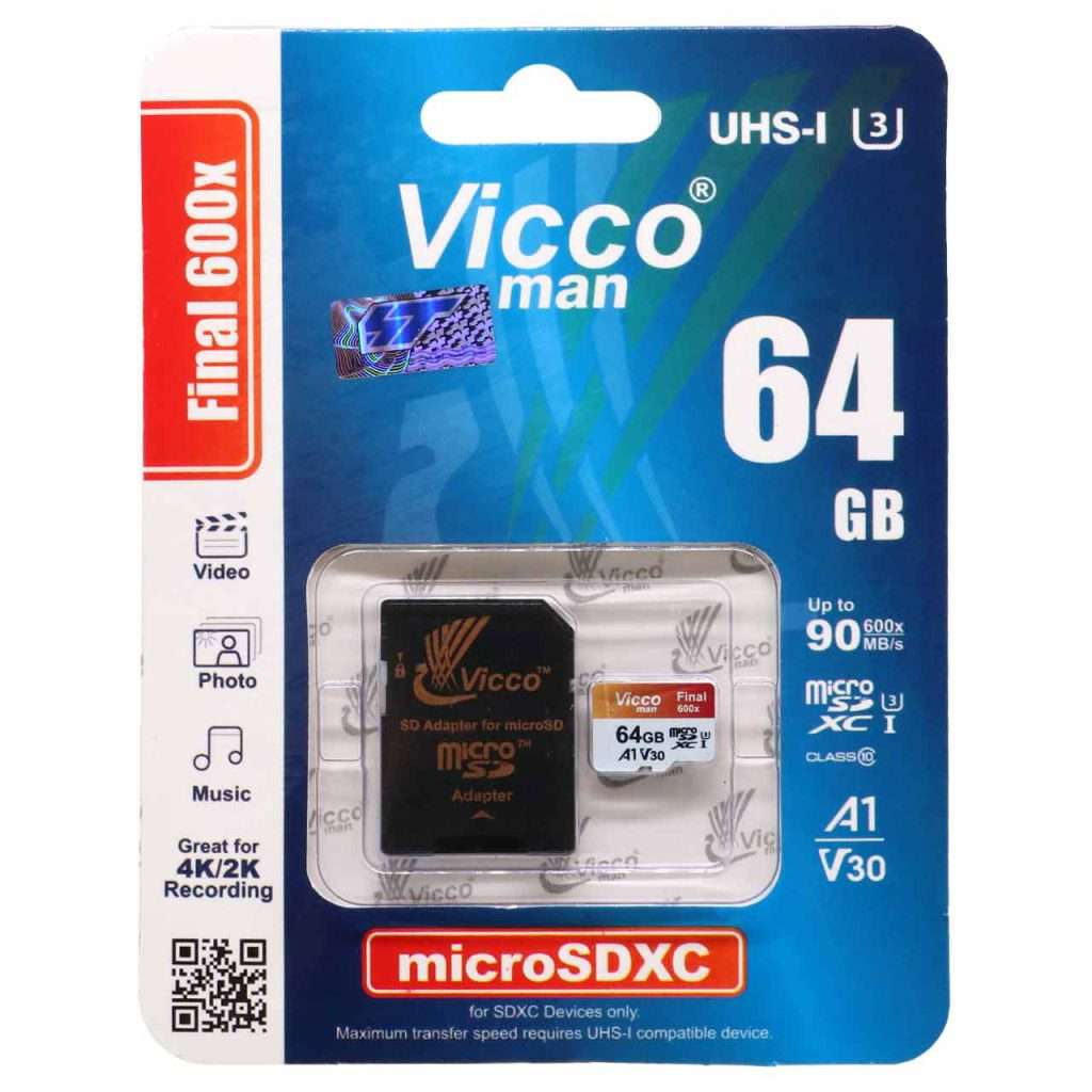 کارت حافظه micro SDXC ویکومن مدل 600X Plus کلاس 10 استاندارد UHS-I U3 سرعت 90MB/s ظرفیت 64 گیگابایت به همراه کارت خوان ASRTOOLS