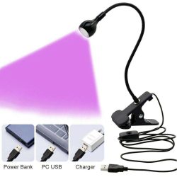 LED Clip Desk USB Lamp Clip-On Flexible Bright Led UV Lamp Adjustable Purple Light Nail UV Dryer Lamp With Control Switch-0-چراغ قوه UV مدل Clip UV Lamp 5W با منبع تغذیه USB