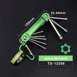 TUOSEN 12298 Folding Hex Wrench Metal Metric Allen Wrench Set Screwdriver Hand Repair Tool Portable Set-0-آچار آلن ستاره ای سوراخ دار توسن مدل TUOSEN 12298 مجموعه 8 عددی