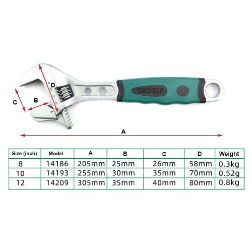 TUOSEN 14186 Multifunctional Active Wrench for 8 Inch Water Pipes -0-آچار فرانسه 8 اینچی توسن مدل TUOSEN 14186