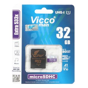 کارت حافظه microSDHC ویکومن مدل 533X کلاس 10 استاندارد UHS-I U1 سرعت 80MBps ظرفیت 32 گیگابایت به همراه کارت خوان asrtools