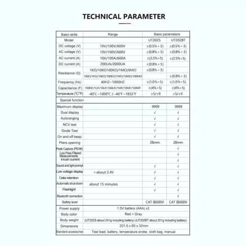 مولتی متر کلمپی یونی تی مدل UNI-T UT202BT عصرتولز