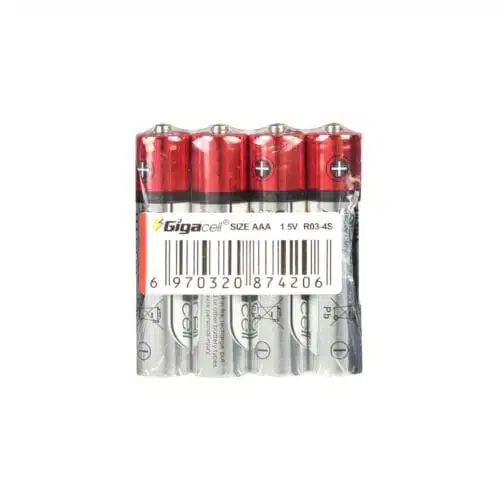 باتری نیم قلمی گیگاسل مدل Gigacell Ultra Heavy Duty R03-4S بسته 4 عددی ASRTOOLS