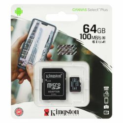 کارت حافظه microSDXC کینگستون مدل Canvas Select PLUS کلاس 10 استاندارد UHS-I U1 سرعت 100MBps ظرفیت 64 گیگابایت به همراه آداپتور SD فروشگاه عصرتولز...