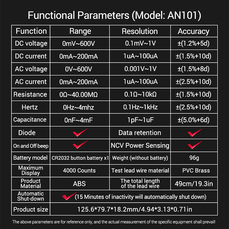 مولتی متر دیجیتال آننگ مدل ANENG AN101 3 مولتی متر دیجیتال آننگ مدل ANENG AN101 در فروشگاه عصرتولز...