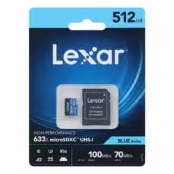 کارت حافظه microSDXC لکسار مدل 633X کلاس 10 استاندارد UHS-I سرعت 100MBps ظرفیت 512 گیگابایت به همراه کارت خوان در فروشگاه عصرتولز...