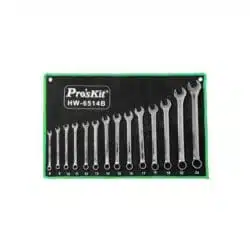 آچار یکسر تخت و یکسر رینگ پروسکیت مدل Proskit HW-6514B مجموعه 14 عددی