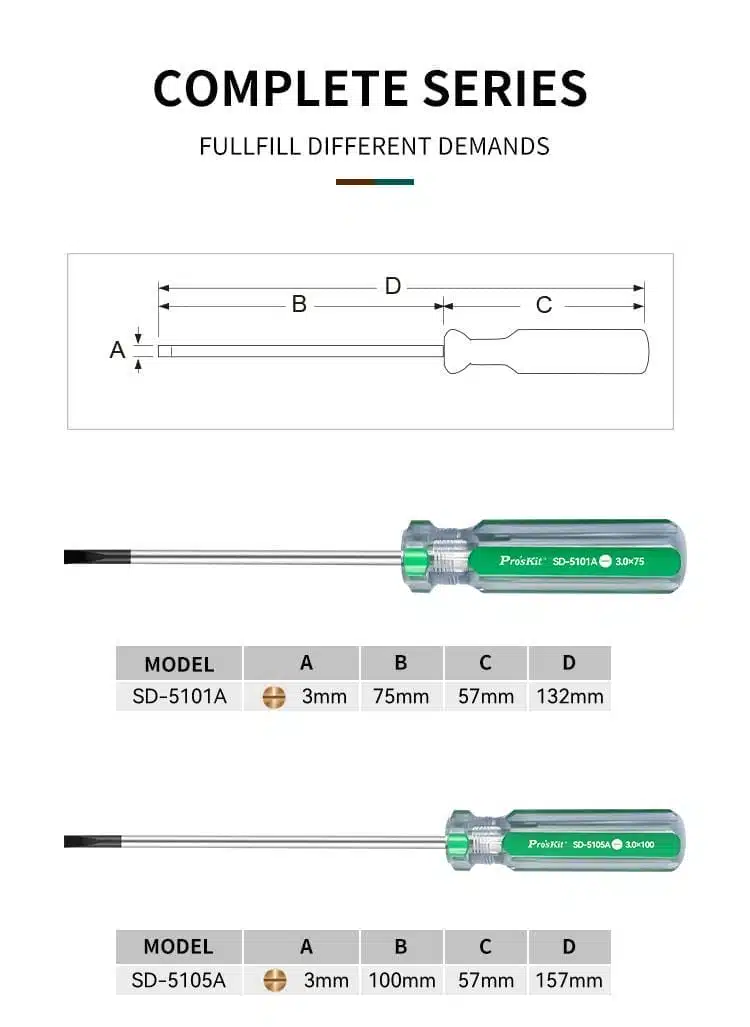 پیچ گوشتی دوسو 3.0x 100mm پروسکیت مدل Proskit SD-5105A