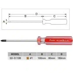 پیچ گوشتی چهارسو PH1x 100mm پروسکیت مدل Proskit SD-5110B