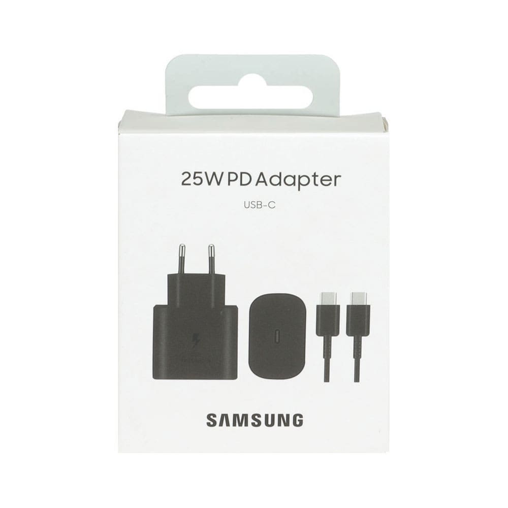 شارژر دیواری فست و PD تک پورت دو شاخه سامسونگ مدل Samsung EP-TA800 25W به همراه کابل شارژ Type-C عصرتولز