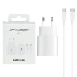 شارژر دیواری فست و PD تک پورت دو شاخه سامسونگ مدل Samsung EP-TA800 25W به همراه کابل شارژ Type-C عصرتولز