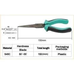 انبر دم باریک بلند بدون عاج پروسکیت مدل Proskit PM-746