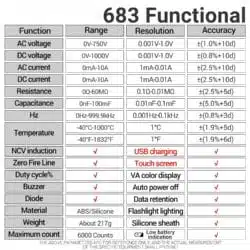 مولتی متر با صفحه نمایش لمسی آننگ مدل ANENG 683 عصرتولز