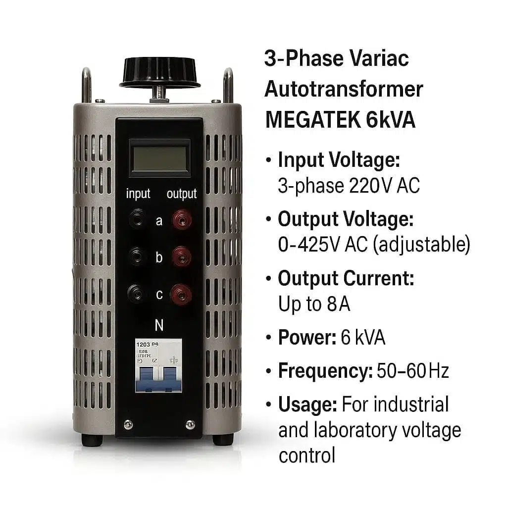اتوترانس، واریابل، واریاک سه فاز MEGATEK 6Kva (0~300V AC)