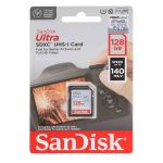 کارت حافظه مخصوص دوربین عکاسی SDXC سن دیسک مدل Ultra کلاس 10 استاندارد UHS-I U1 سرعت 140MB/S ظرفیت 128 گیگابایت عصرتولز