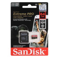 کارت حافظه مناسب دوربین عکاسی سن دیسک مدل Sandisk Extreme PRO microSDXC & adapter UHS-I U3 Class10 (200MB/S) ظرفیت 64 گیگابایت ASRTOOLS