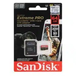 کارت حافظه مناسب دوربین عکاسی سن دیسک مدل Sandisk Extreme PRO microSDXC & adapter UHS-I U3 Class10 (200MB/S) ظرفیت 64 گیگابایت ASRTOOLS