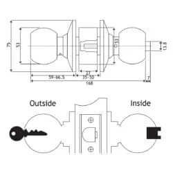 دستگیره در گرد مدل BRUSERTANG KNOB SET A871PB 70mm عصرتولز