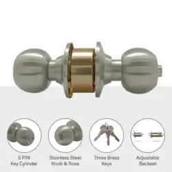 دستگیره در گرد مدل BRUSERTANG KNOB SET A871PB 70mm عصرتولز