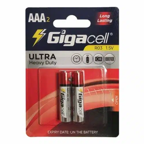 باتری نیم قلمی گیگاسل مدل Gigacell Ultra Heavy Duty R03 بسته دو عددی