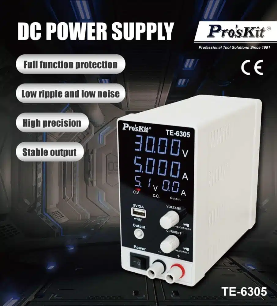 منبع تغذیه دیجیتال پروسکیت مدل Proskits TE-6305F 1 منبع تغذیه دیجیتال پروسکیت مدل Proskits TE-6305F عصرتولز