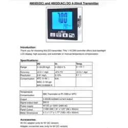 ترانسمیتر و نمایشگر اکسیژن محلول DO ازدو مدل EZDO 4803D عصرتولز