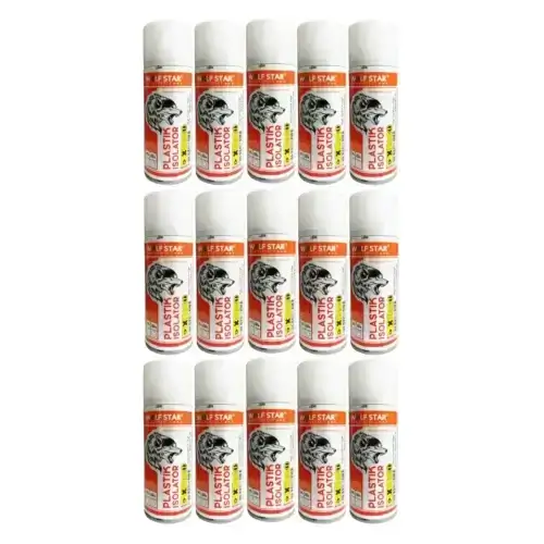 اسپری پوشش دهنده پلاستیک ولف استار مدل WOLFSTAR plastik isolator حجم 200ml کارتن 12عددی asrtools