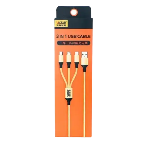 کابل تبدیل سه کاره USB به MicroUSB، Type C, LIGHTNING ویکتور مدل VICTOR 10015عصرتولز