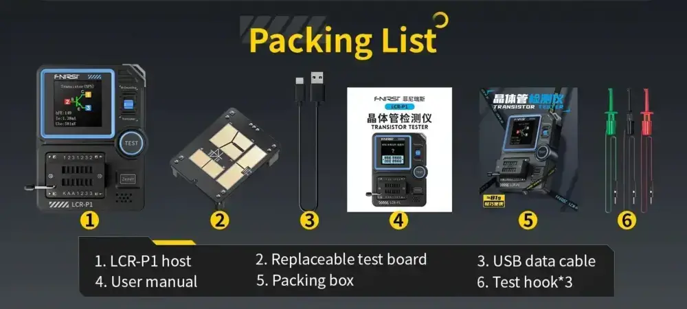 تستر قطعات الکترونیکی مدل FNIRSI LCR-P1 12 تستر قطعات الکترونیکی مدل FNIRSI LCR-P1