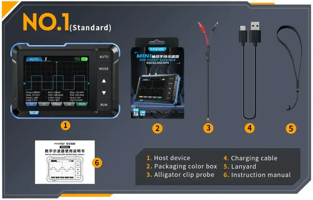 مینی اسیلوسکوپ و سیگنال ژنراتور فینرسی مدل FNIRSI DSO-153