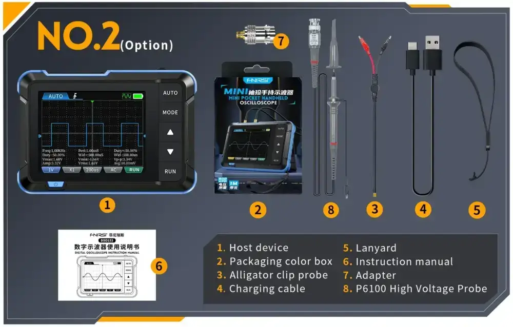 مینی اسیلوسکوپ و سیگنال ژنراتور فینرسی مدل FNIRSI DSO-153