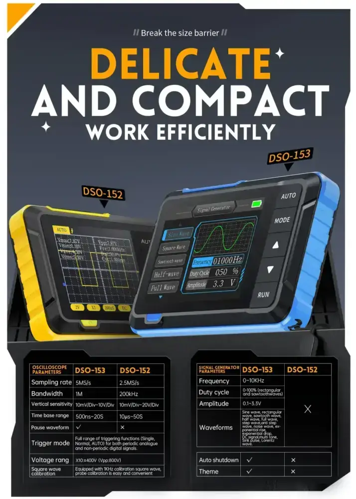مینی اسیلوسکوپ و سیگنال ژنراتور فینرسی مدل FNIRSI DSO-153