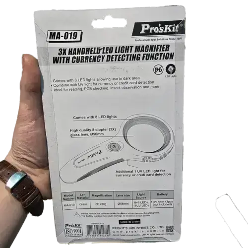 ذره بین دستی چراغ دار پروسکیت مدل Proskit MA-019