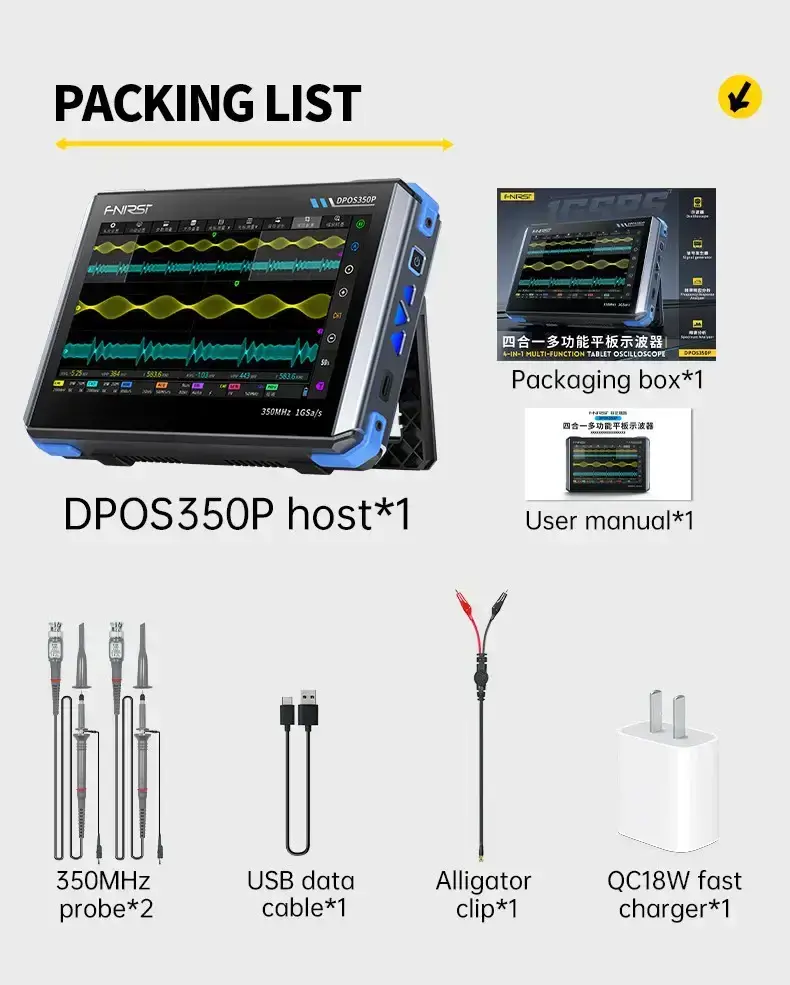 اسیلوسکوپ تبلتی 4 کاره مدل FNIRSI DPOS350P