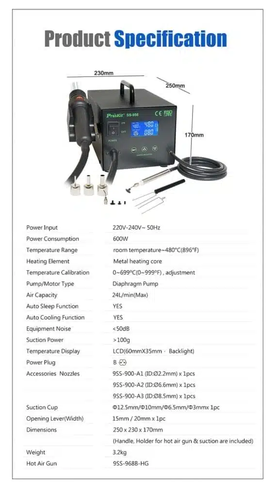 هیتر هوشمند وکیوم‌دار پروسکیت مدل Proskit SS-956B