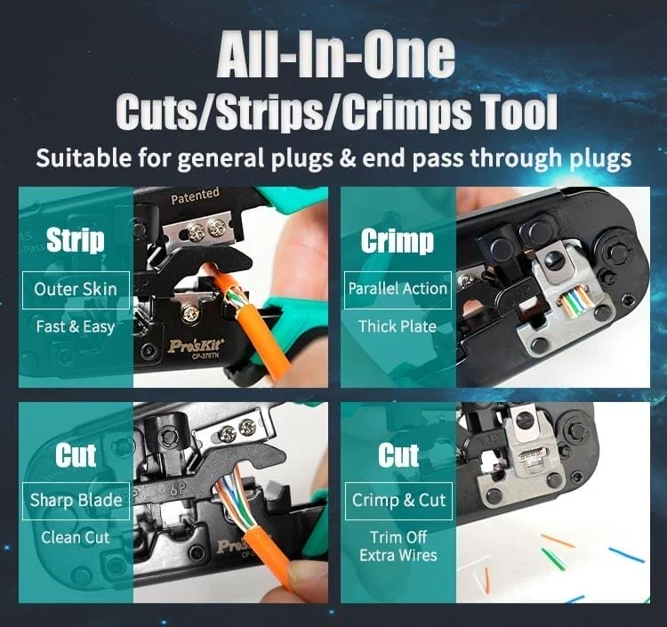 آچار سوکت زن شبکه پروسکیت مدل Proskit CP-376TN