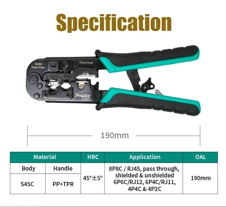 آچار سوکت زن شبکه پروسکیت مدل Proskit CP-376TN