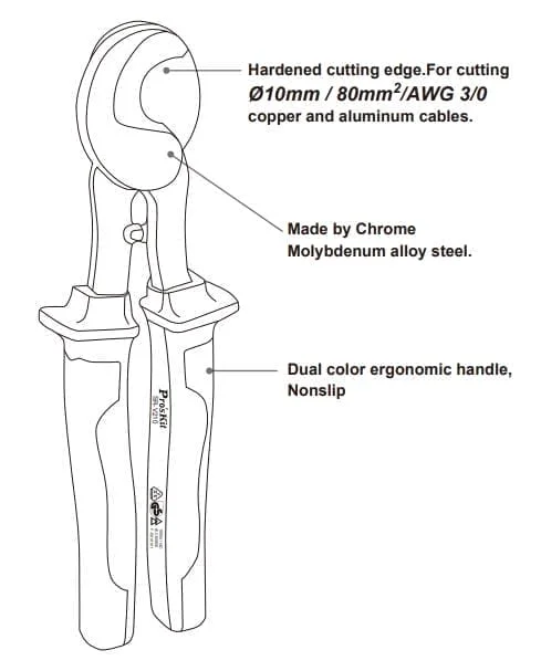 قیچی کابل بر عایق ولتاژ بالا پروسکیت مدل Pro'sKit SR-V210